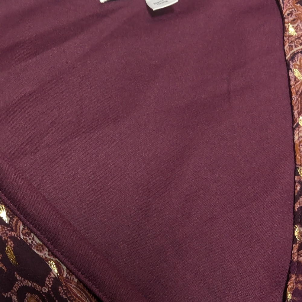 Parker & Rowe Burgandy Paisley Boho Hippie Peasant Bell Sleeve Maxi Dress Large - Picture 8 of 11